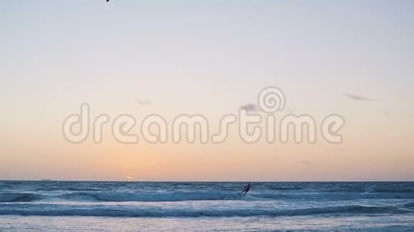 风筝冲浪者在海浪上航行迈阿密慢动作视频的预览图