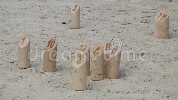 沙滩上的木松木棒游戏视频的预览图