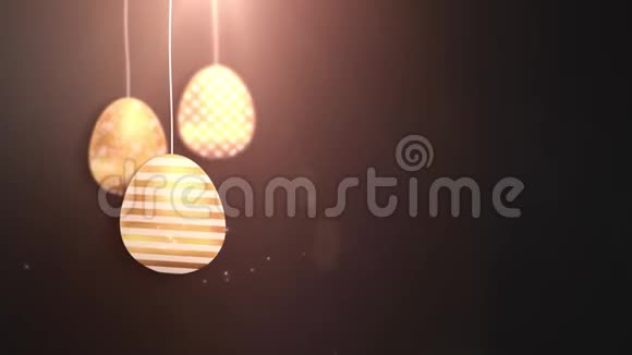 复活节快乐黄金悬挂复活节彩蛋动画与黑色背景视频的预览图