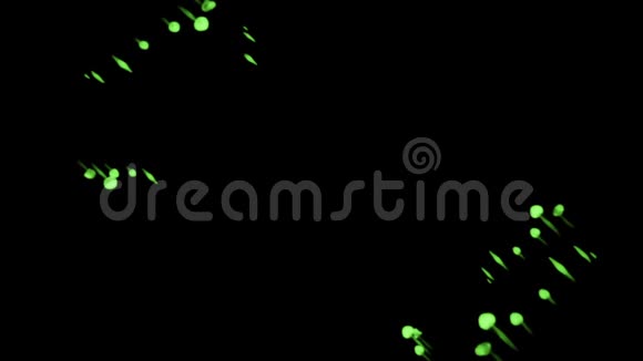 萤光亮绿在水中流多滴墨这是3d渲染镜头的慢动作墨水背景视频的预览图