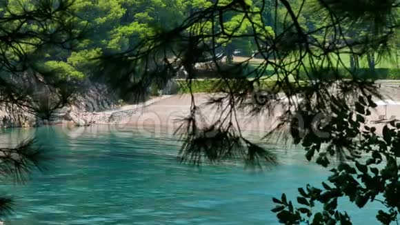 宁静海湾中的透明绿松石海视频的预览图