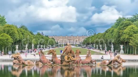 阿波罗喷泉在凡尔赛宫公园时间推移法国视频的预览图