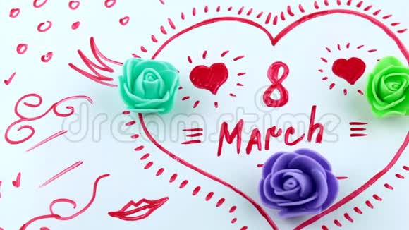 3月8日的装饰小花和碑文视频的预览图