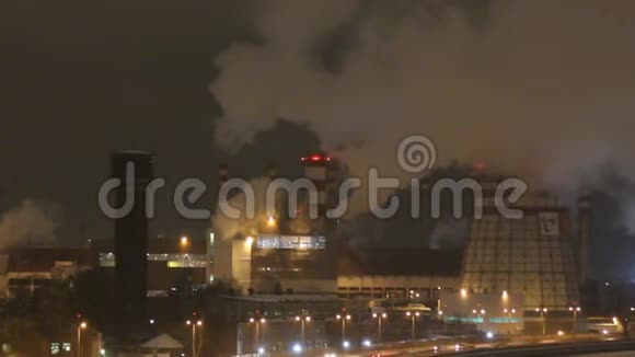 夜间大型火电厂视频的预览图