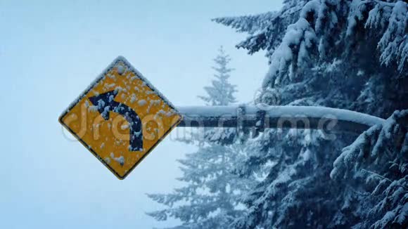 大雪中的路标视频的预览图