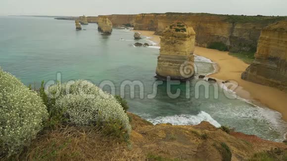 从澳大利亚十二使徒的悬崖上俯瞰大海的道路视频的预览图