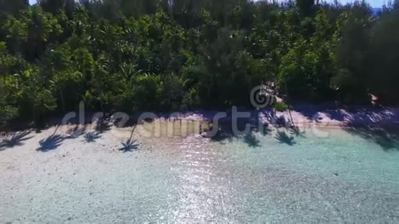 塔希提法属波利尼西亚热带小岛上令人惊叹的4k空中无人机景观绿松石太平洋自然海景视频的预览图