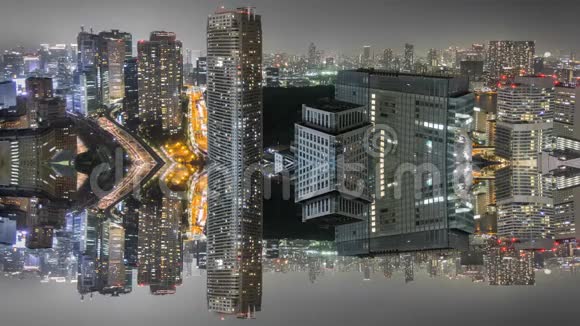 东京市中心的夜光反射视频的预览图