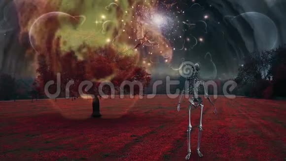 超现实景观中的骨架视频的预览图