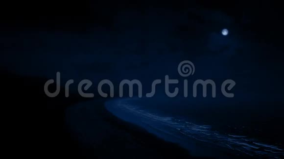 夜晚与月亮的海岸区域视频的预览图