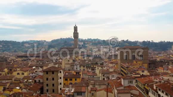 美丽的佛罗伦萨风景维奇奥宫和意大利佛罗伦萨的红色屋顶视频的预览图