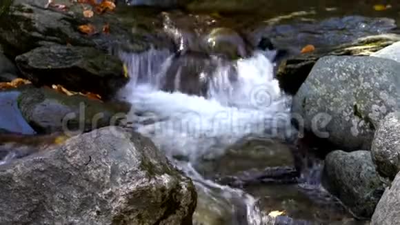 水流过溪流的岩石视频的预览图