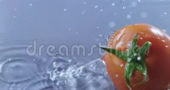 一个开胃的成熟番茄掉进水里慢动作2k视频推240fps视频的预览图