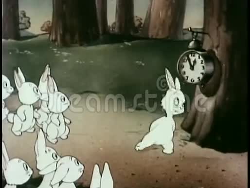在森林里等待时钟的兔子视频的预览图