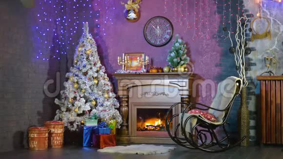 圣诞节背景为圣诞节装饰的房间视频的预览图