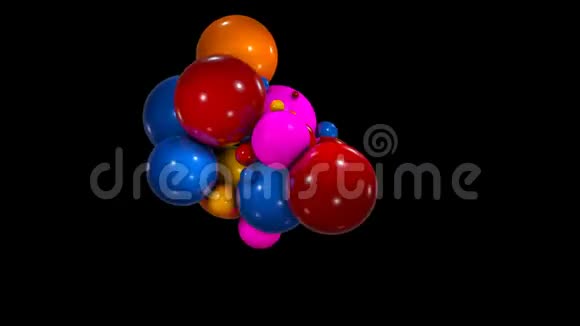 混沌运动彩色球体的抽象背景视频的预览图