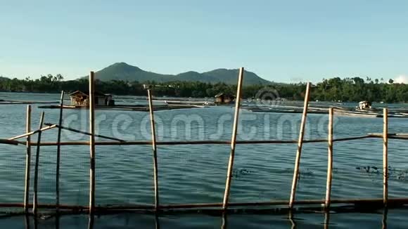 竹篱笆沿湖岸修建视频的预览图