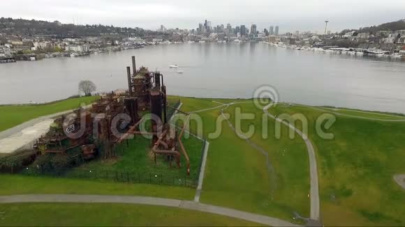 西雅图海滨城市天际线视频的预览图