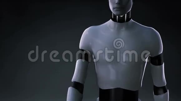 机器人半机器人触摸多边形脑在数字显示界面连接数字线路成长未来人工智能1视频的预览图