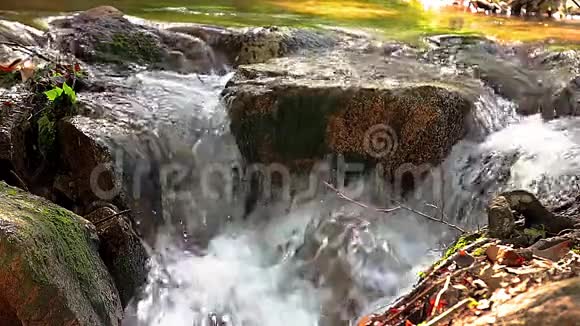 西班牙比利牛斯山脉丰富的河流细节和岩石特写视频的预览图