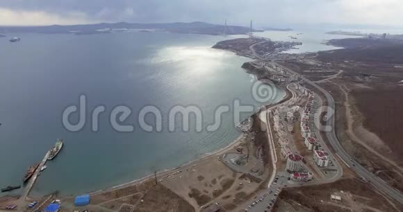 全景的城市景观观海观路视频的预览图