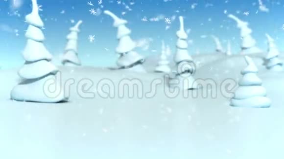 在幻想卡通森林里下雪圣诞节动画为节日视频背景视频的预览图