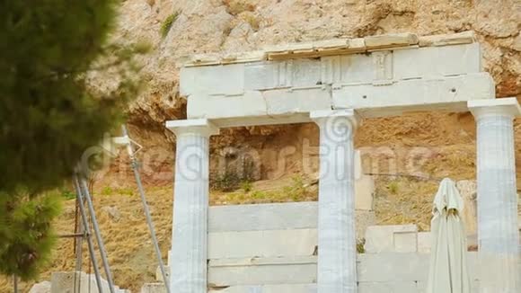 古大理石柱廊遗迹古希腊电影装饰视频的预览图