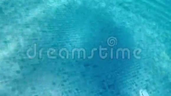 一个男孩的腿在游泳池里跳跃和玩耍水下录像视频的预览图