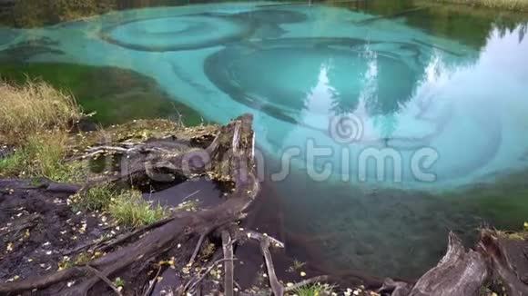 西伯利亚山脉蓝间歇泉湖视频的预览图