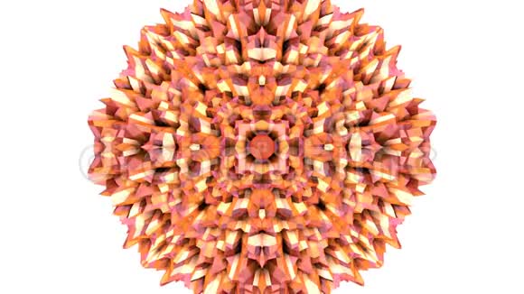 橙色低聚几何抽象背景作为移动彩色玻璃或万花筒效果在4k循环三维动画视频的预览图