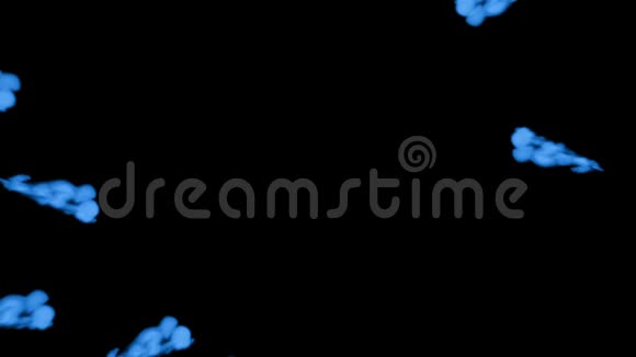 荧光蓝墨水或烟雾形成恒星在黑色上缓慢地分离蓝色颜料在水中反应使用墨水视频的预览图