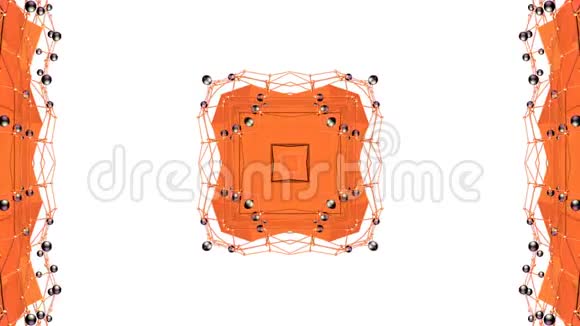 橙色低聚几何抽象背景作为移动彩色玻璃或万花筒效果在4k循环三维动画视频的预览图