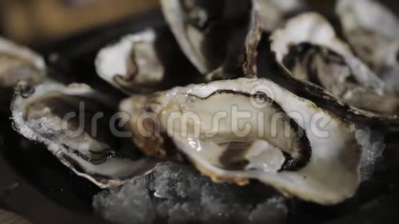 牡蛎放在冰盘上视频的预览图