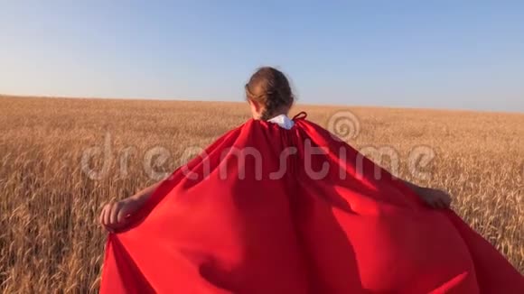 超级英雄用小麦在田里奔跑慢动作视频的预览图