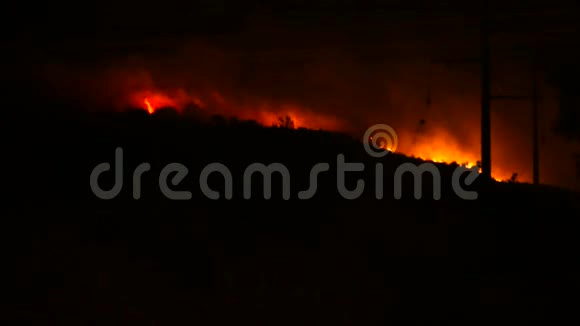 森林火灾在夜间表演阿达尔山耶路撒冷视频的预览图