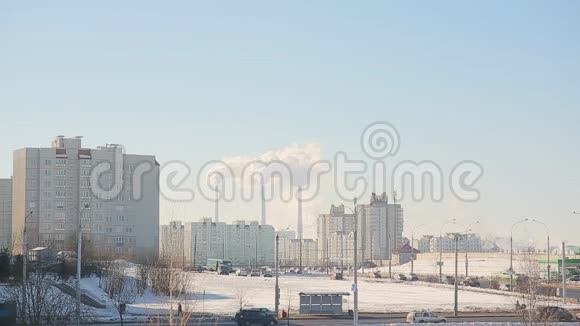 明斯克冬天白俄罗斯共和国首都观的住宅小区视频的预览图