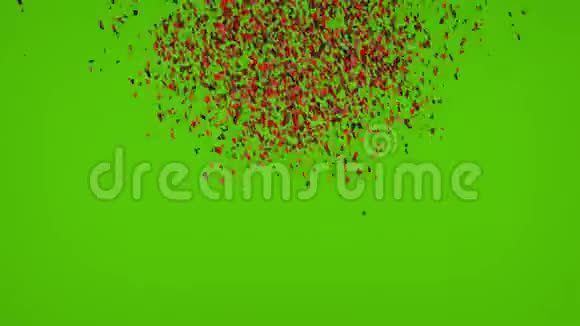 红色纸屑爆炸坠落绿色屏幕动画画面视频的预览图