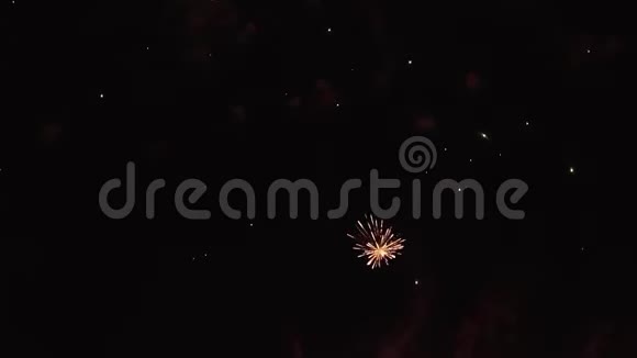 美丽的烟花在假日之夜缓慢的运动与交叉空间在右边视频的预览图