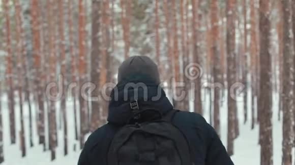 带着背包穿过森林的人视频的预览图