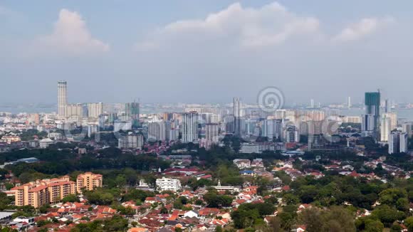 槟城空中城市景观马来西亚时间推移视频的预览图