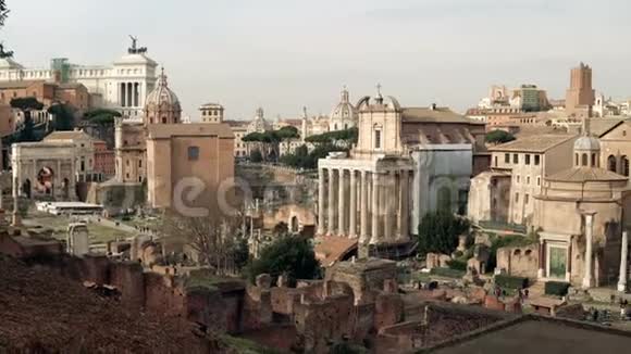 意大利罗马充满活力的全景包括各种古建筑泰特斯拱门竞技场背景视频的预览图