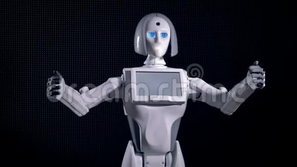 一个白色机器人的快速动作手势和说话视频的预览图