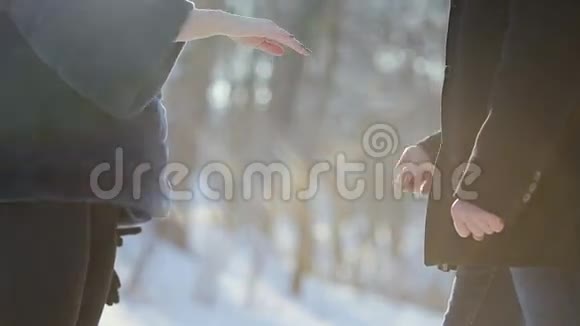 冬季公园的订婚时刻视频的预览图