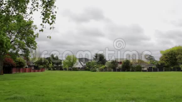 绿地和郊区房屋景观视频的预览图