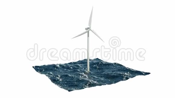 海上风车白色隔离3D绘制4K视频的预览图