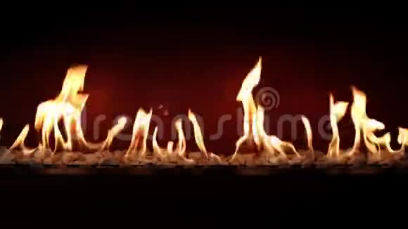 华丽的令人满意的气氛可爱的靠近木炭燃烧缓慢橙色火焰在舒适的原木壁炉视频的预览图
