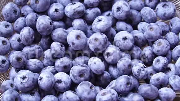 新鲜和成熟的有机蓝莓旋转饮食节食健康素食视频的预览图