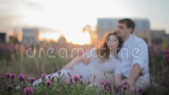 年轻的洛文夫夫妇在野外休息视频的预览图