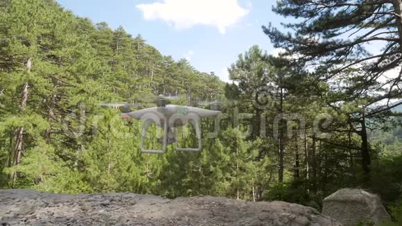 四架直升机在空中旋转在森林里飞走了航空旅行录像的流行Gadger高清高清视频的预览图