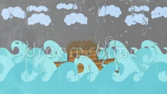 诺亚方舟漂浮在海中央视频的预览图